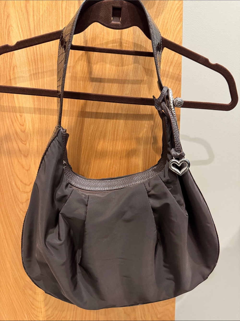Brighton Brown Shoulder Bag with Heart Charm